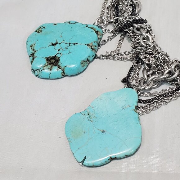 Banana Republic silver chain turquoise stone necklace - Picture 8 of 8